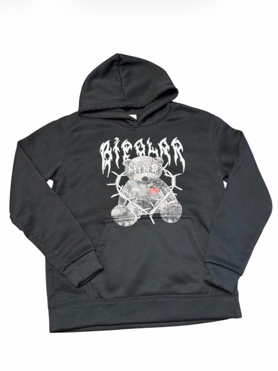 Other - Grunge Teddy Bear Barbed Wire Graphic Hoodie – Black S